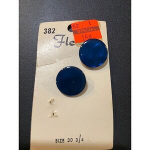 Vintage Fleur Buttons Dark Blue Round Shank Button Craft Sewing Size 30